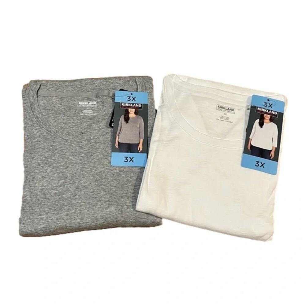 Kirkland Signature Women's Shirts Gray White Size 3X NWT